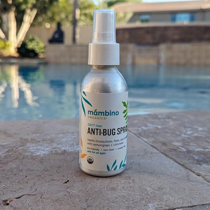 Anti-Bug Spray DEET-Free – Organic, All-Natural Bug Spray Travel Size Made with Nourishing Essential Oils – Bug Repellent for Babies, Kids, Adults, Camping, & More by Mambino Organics, 3-Pack, 2.7 Oz.