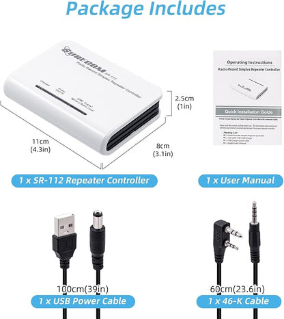 Mcbazel Surecom SR-112 Cross Band Radio Simplex Repeater Controller with K Plug 46-K Cable for Kenwood PUXING WOUXUN QUANSHENG