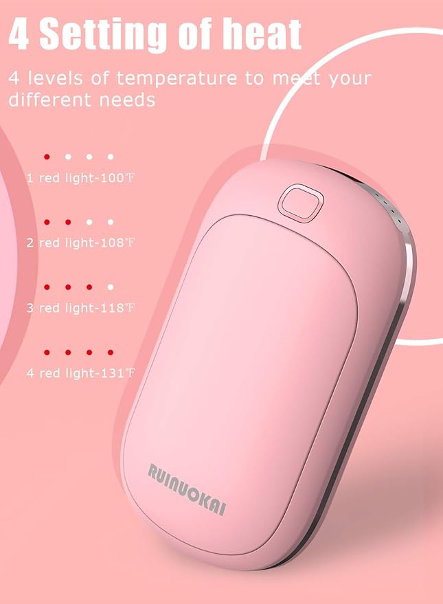 Hand Warmers Rechargeable, 5200mAh Electric Portable Pocket Hand Warmer Heater Pocket Warmer Dual-Sided Quick Heating Great for Outdoor Fishing Hunting Golf Camping Gifts for Men Women