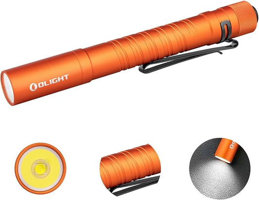 OLIGHT I5T Plus 550 Lumens Tail-Switch Flashlight, Cool White, Battery Powered, 87m Throw, 54 Hours Runtime, Anti-Slip Grip, Pocket Clip