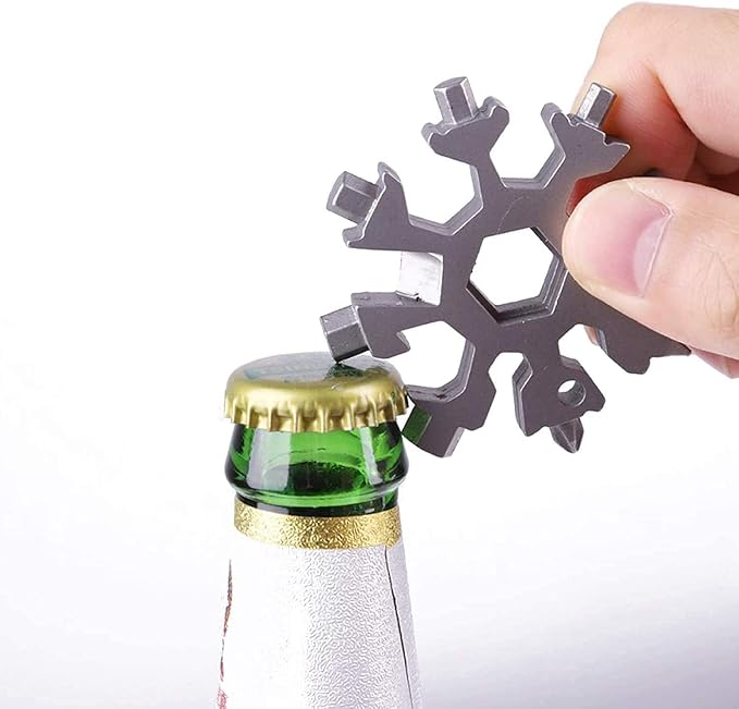 3 Pack multitool 18 In 1 snowflake,Stainless Steel MultiTool,Stainless Steel Snowflake Bottle Opener/Flat Phillips Screwdriver Kit/Wrench,Great Christmas gift