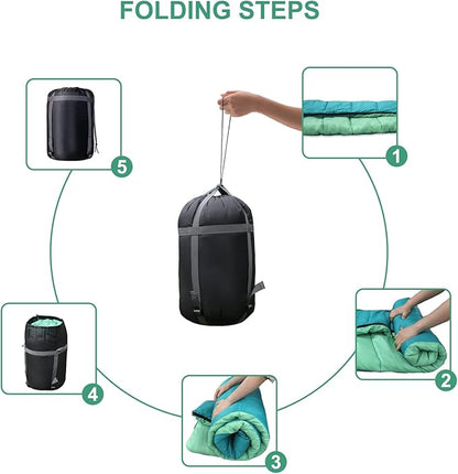 Camping Sleeping Bags for Adults Kids - 3-4 Seasons Warm & Cold Weather Backpacking Hiking XL Size Roomy Camping Gear Equipment for Couples Outdoor Car Family Travelling - Lightweight & Waterproof