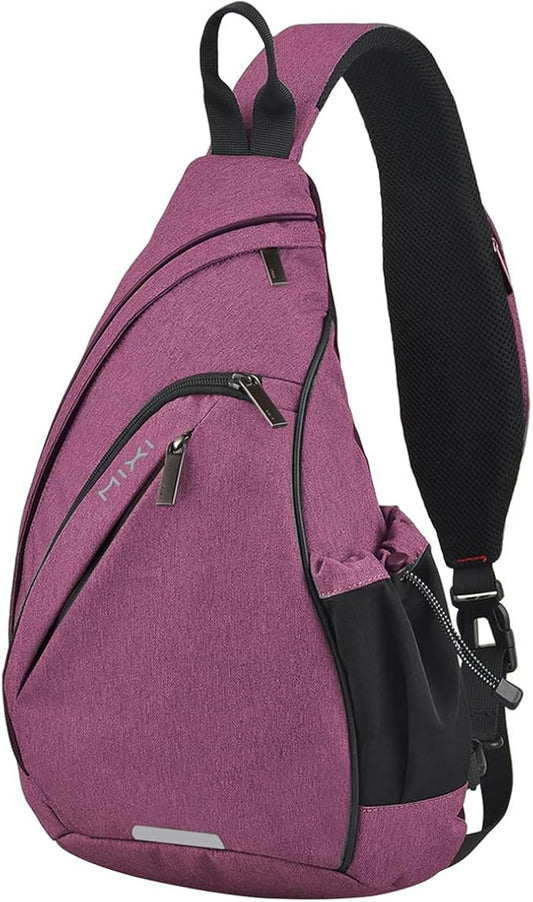 Hanke Sling Bag Men Backpack Unisex One Shoulder Bag Hiking Travel Backpack Crossbody with USB Port Versatile Casual Daypack