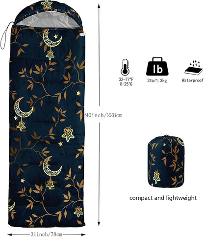 AILONEN Kids Floral Cat Camping Sleeping Bags,Lightweight & Waterproof,3 Season Warm & Cool Weather,Kawaii Kitten Sleeping Bags for Girls Adults,Travelling,Outdoors