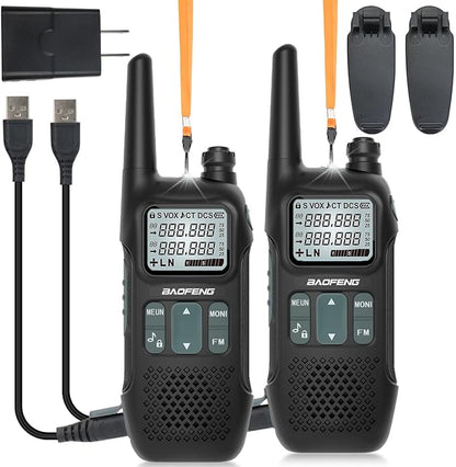 GMRS Radio BAOFENG GM-T8 Walkie Talkies Long Range, Rechargeable Walkie Talkie for Adults,Portable Ham Radio Handheld with NOAA Weather Flashight VOX USB-C Two Way Radio(2 Pack)