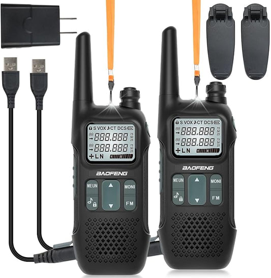 GMRS Radio BAOFENG GM-T8 Walkie Talkies Long Range, Rechargeable Walkie Talkie for Adults,Portable Ham Radio Handheld with NOAA Weather Flashight VOX USB-C Two Way Radio(2 Pack)