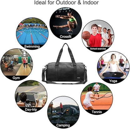 ROTOT Gym Duffel Bag, Gym Bag with Waterproof Shoe Pouch, Weekend Travel Bag with a Water-resistant Insulated Pocket