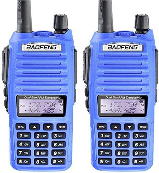 2 Pack BAOFENG UV-82 Dual Band Two Way Radio, 5W Ham Radio Handheld Walkie Talkies (Blue)