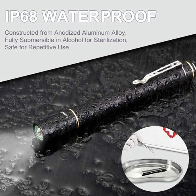 LUMINTOP Pen Light IYP365 Nichia High Color Rendering LED Flashlight, Pen Lights for Nurses, AAA Flashlight, Penlights for Doctors Diagnostic, Inspection, 3 Modes IP68 Waterproof
