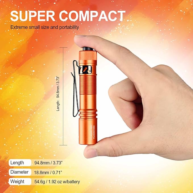 ACEBEAM Pokelit AA Rechargeable Mini Flashlight with Clip, 550 High Lumens Pocket EDC Flashlight, Super Bright Small Flashlight, 90+ High CRI Led Flashlight for Camping, Hiking, Everyday Use(Orange)