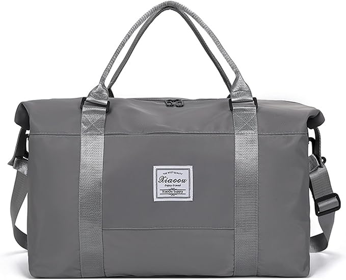 KARRESLY Travel Duffel Bag for Women,Shoulder Weekender Overnight Bag Sports Gym Tote Bag,Waterproof(Grey)