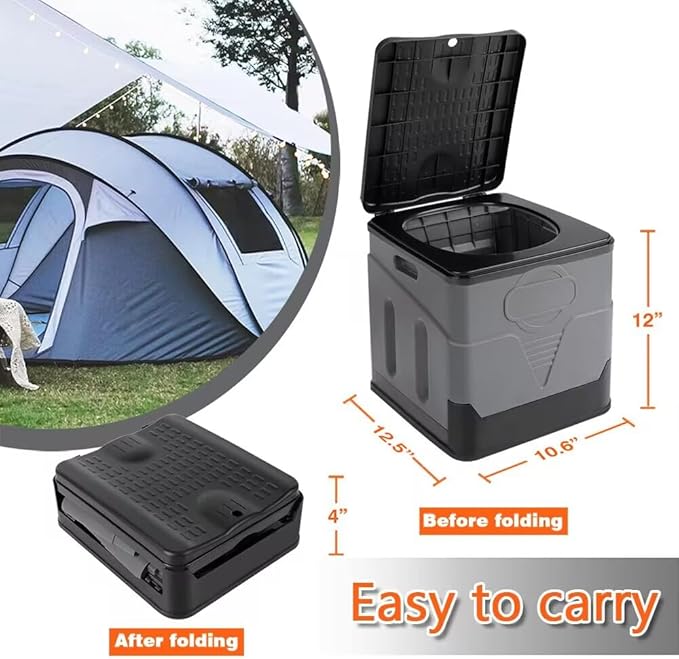 Adult Portable Toilet, Outdoor Camping Portable Toilet, Foldable Travel Toilet with Cover, Suitable for Hiking/Long-Distance Travel (Green)