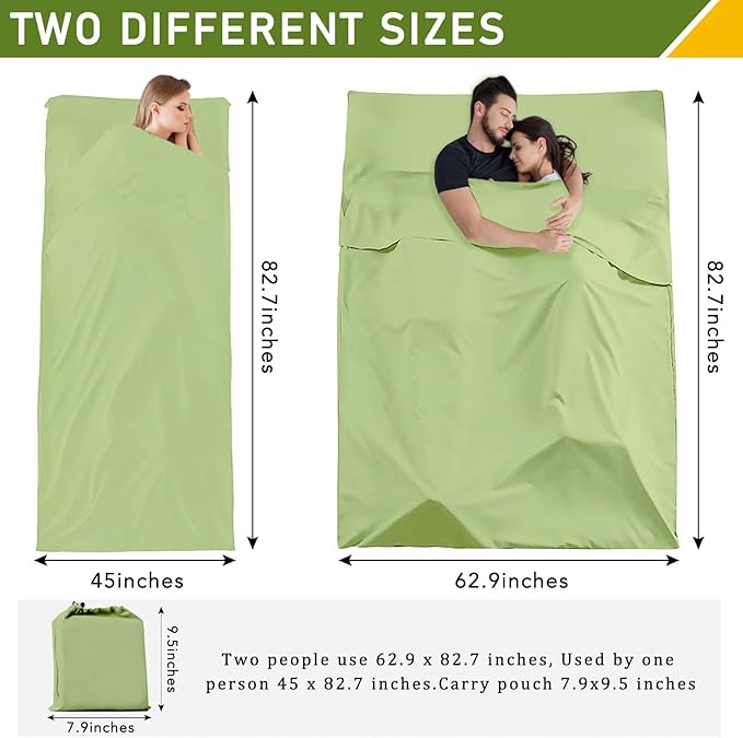 Sleeping Bag Liner - Lightweight, Compact & Portable Adult Sleeping Bag Liner,Lightweight Travel Sheet for Hotels & Traveling, Suitable for All Seasons, Camping, Backpacking, Hiking
