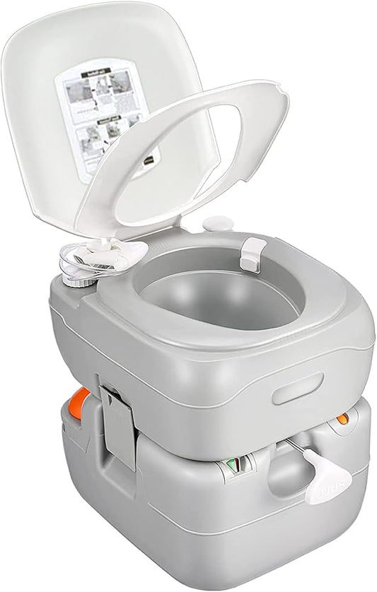 SereneLife Portable Toilet, Camping Porta Potty, 5.8 Gallon Waste Tank, Indoor Outdoor Toilet with CHH Piston, Leak-Proof Cassette Toilet for RV, White, 5.8 Gallon Upgraded, SLCATL360