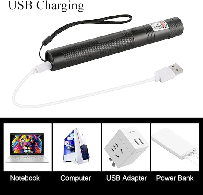 Long-Range Green Light Flashlight, (Built-in USB Charging), Starry Sky, Pattern, Presentation and Outdoor