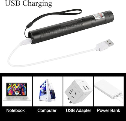Long-Range Green Light Flashlight, (Built-in USB Charging), Starry Sky, Pattern, Presentation and Outdoor