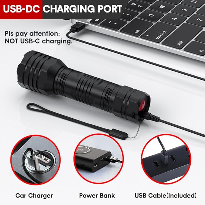 Roxicosly 2 Pack Rechargeable LED Flashlights, Small Handheld Flashlights for Home Emergencies, Powerful Flashlights with 2000mAh Built-in Battery, IP68 Waterproof