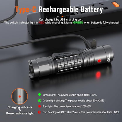 NICRON Flashlights High Lumens 1300, Rechargeable Flashlights 6 Models Super Bright Tactical Flashlight, IPX8 Waterproof flashlights for Camping, Emergency, Outdoor, Inspection, Tools for Men