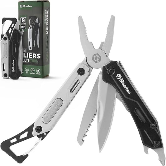 Maarten Multitool, 9-in-1 Stainless Steel Multi Tool Pocket Knife with Screwdriver, Self-locking Multitool Pliers, Survival, Bottle Opener, Camping, Hiking, Simple Repair