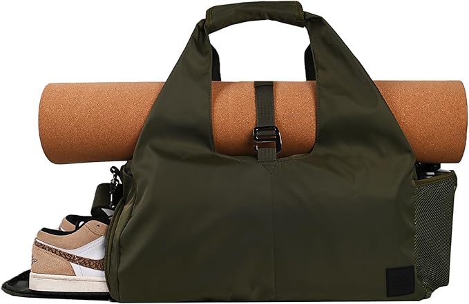 Yoga Bag for Women – 17 Inch Waterproof 210D Polyester, Detachable Strap, Insulated Tumbler Pocket, Double Zipper, Ventilated Gym Tote