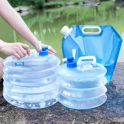 2 Pack 1.32/2.64/3.96 Gallon Collapsible Water Container, Water Storage Containers BPA Free, Camping Cooking Carrier Jug for Water Pack for Hiking & Emergency Water Pouches