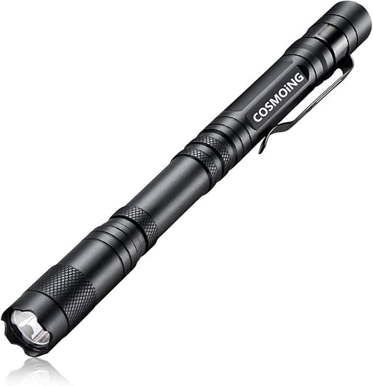Pen Flashlight, 3 Modes Small Pen Light Flashlight, Super Bright Powered by 2xAA Battery(Not Included) IP54 Waterproof with Pocket Clip Penlight for Camping, Inspection, Medical, Emergency