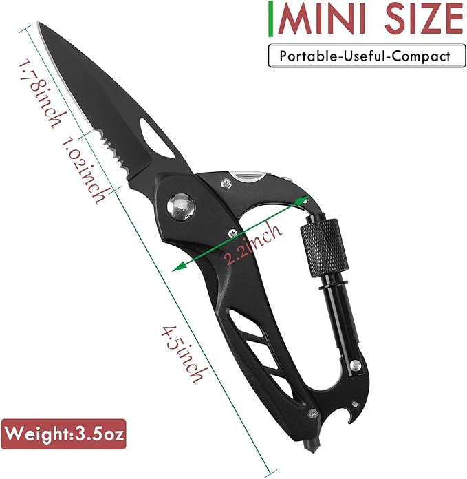 Multitool with Serrated Edge Knife,Edc Tool with Bottle Opener, Window Breaker and Screwdriver,Survival Gear for Outdoor Camping Hiking