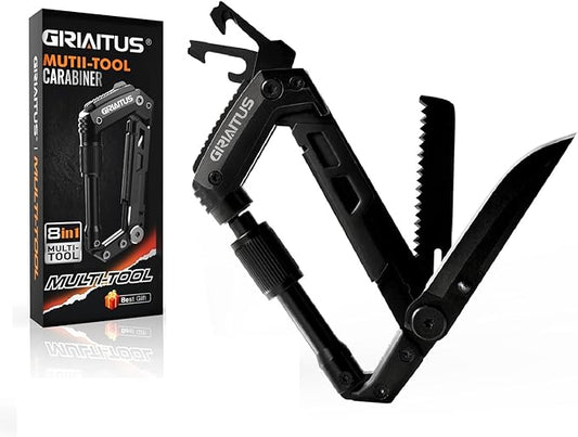 8-in-1 Multi-tools Carabiner with Pocket Knife - Essential for Hiking and Camping Fun, Gear Up for Outdoors