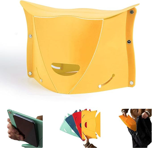 Folding Lightweight Portable Stool, Thickness of 0.5 in, Collapsable Foldable Travel Potty Stool, Footrest for Air Travel. Opens Easy for Camping Hiking Picnic Fishing Subway Party Ball Game (Yellow)