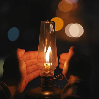 Campingmoon Camping Gas Lantern Propane Lantern Portable Retro Style Lighting Candle Tent Lamp Glass Mantle Lantern for Outdoor Emergency, Silver
