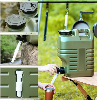 3.2 Gallon Camping Water Jug, Green Camping Water Container with Spigot, Portable Water Tank for Outdoors Hiking Picnic Emergency Supplies, BPA Free