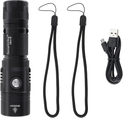 USB Rechargeable Flashlight, 1060 Lumens 7 Modes Waterproof Compact EDC Torch with Micro-USB Cable, Powered by CR123A Battery(Battery Not Included)