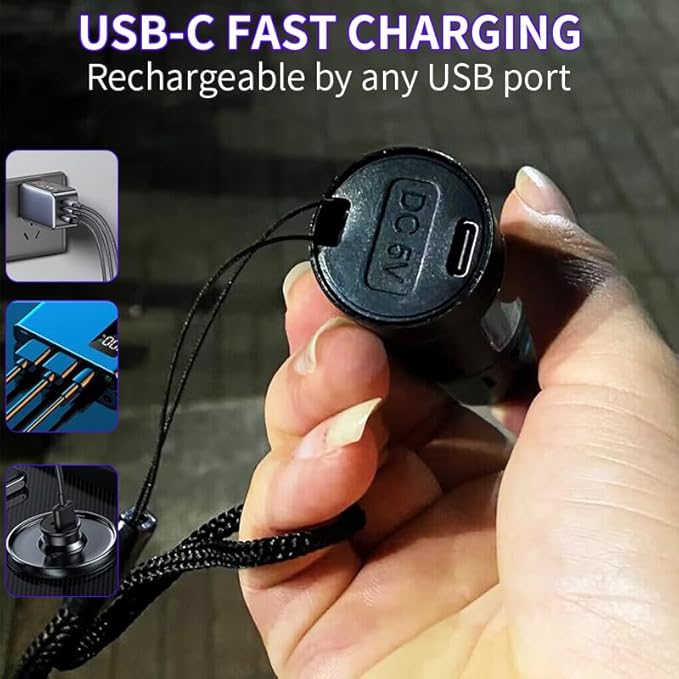 LED Flashlight high Lumen Rechargeable-Compact and Bright, with 3 Modes, Zoom-Waterproof Strong Mini Flash for Outdoor Camping, Walking, Emergency (2 Pieces)