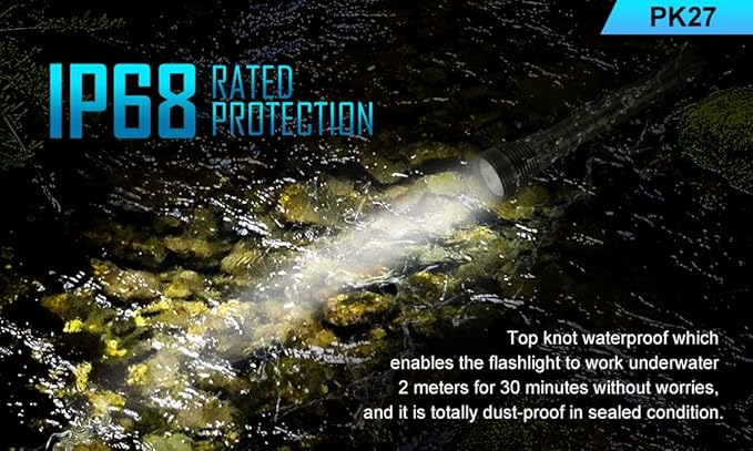 LUMINTOP PK27 AAA Flashlight 885 ft Pocket Flashlight, 300 Lumens EDC Flashlight Tail Switch Tactical Light IPX-8 Waterproof Flashlight Torch Security Light