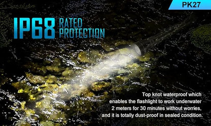LUMINTOP PK27 AAA Flashlight 885 ft Pocket Flashlight, 300 Lumens EDC Flashlight Tail Switch Tactical Light IPX-8 Waterproof Flashlight Torch Security Light