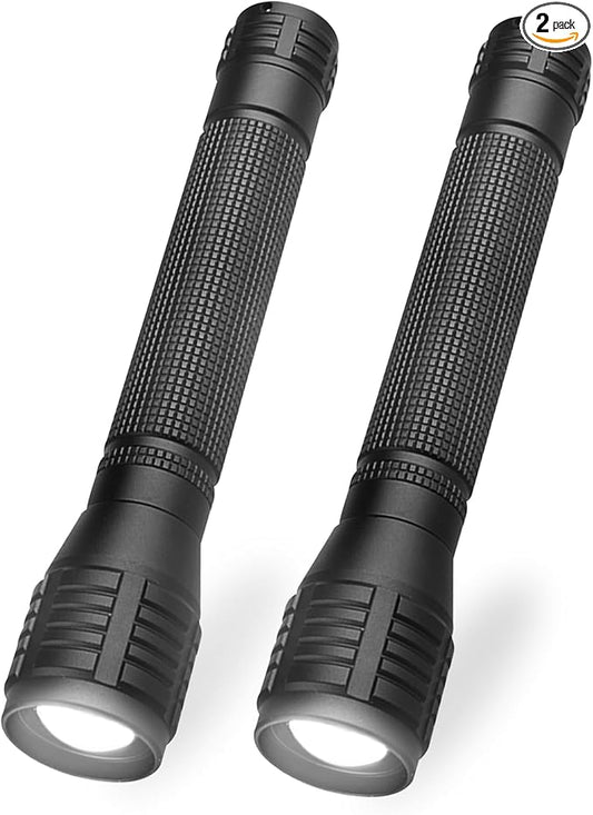 LED Flashlight - 3 Modes, 2000 Lumen,Super Bright, Powerful, Zoomable Handheld Torch Light for Camping Outdoor & Emergency Everyday Use (2-Pack)