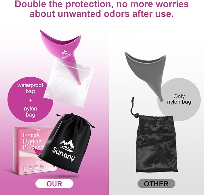 Female Urination Device, Female Urinal Silicone Funnel Urine Cups Portable Urinal for Women Standing Up to Pee Funnel Reusable Women Pee Funnel, Outdoor, Activities, Camping (Fuchsia)