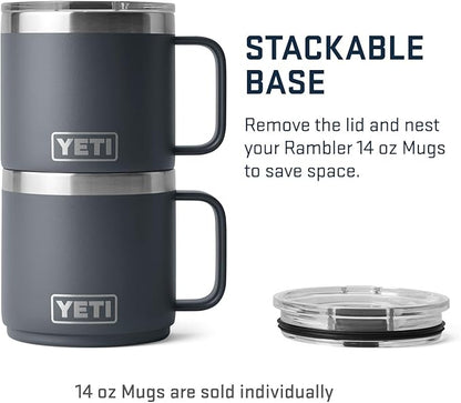 YETI Rambler 14 oz Stackable Mug, Vacuum Insulated, Stainless Steel with MagSlider Lid, Charcoal