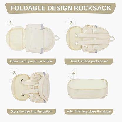 coofay Small Gym Backpack For Women Men Dance Sports Backpack With Shoe Compartment Waterproof Travel Backpack Small Gym Bag Beige