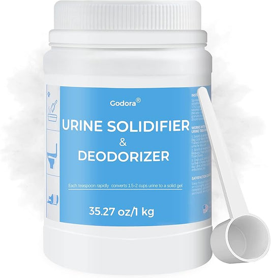 Godora ECO-Friendly Poo Gel Powder with Spoon, Fast-Absorbing Camping Toilet Chemicals, Rapidly Biodegradable Eco Gel for Portable Toilet, for Outdoor Portable Bedpans & Emergencies