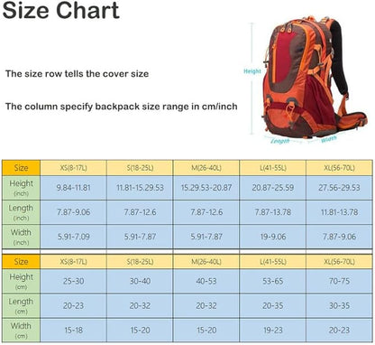 Backpack Rain Cover Waterproof for 8-70L, Compact Foldable Hi-Visibility Reflective Strips Anti-dust Ultralight Rain Cover for Hiking Camping Cycling Traveling (Black)