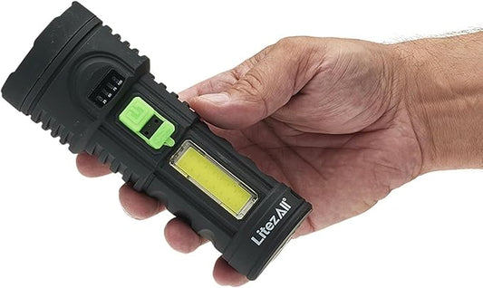 LitezAll Soft Touch Flashlight | Compact LED Flashlight and Rechargeable Flashlight 320 Lumens | Durable with Smooth Rubberized TPR Coating Pocket Flashlight Gifts for Men, Charging Cable Included