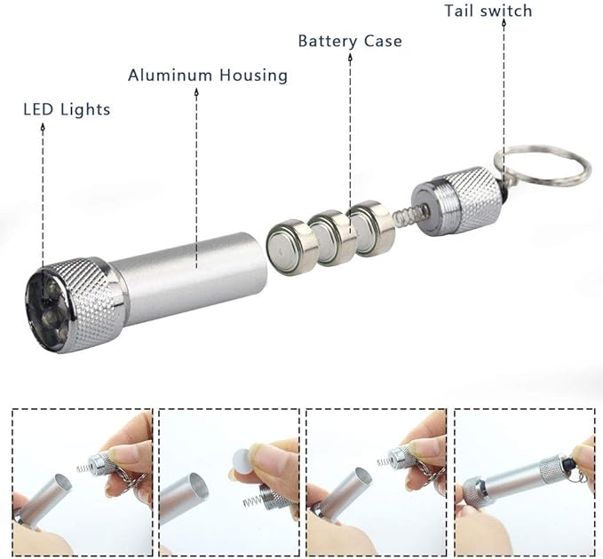 Bantoye 20 Packs Mini LED Flashlights, 2.7 Inch Pocket Flashlight Keychain 5 Bulbs LED for Kids, Camping, Party, 5 Colors