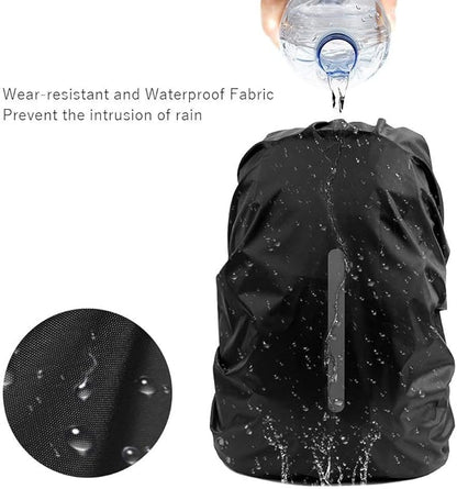 LAMA 2pcs Waterproof Rain Cover for Backpack, Reflective Rainproof Protector for Anti-dust and Anti-Theft M 30L-40L Black