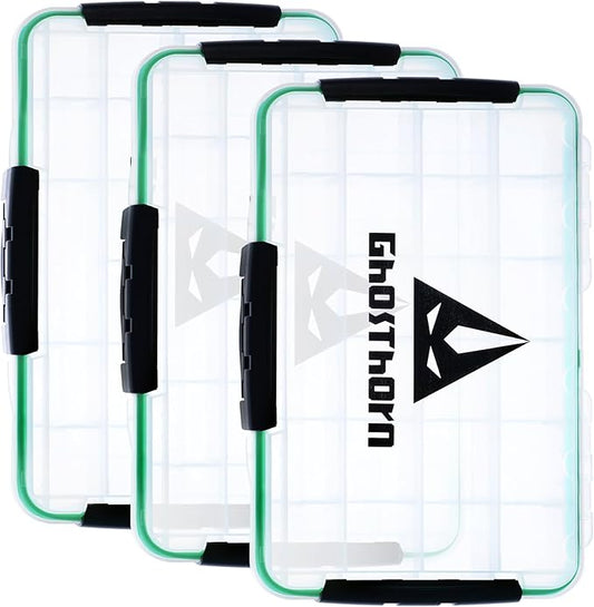 Ghosthorn Fishing Tackle Box, Waterproof 3600 and 3700 Tackle Trays, Plastic Tackle Box Organizer with Removable Dividers Storage Lure Box for Lures 1 and 4 Pack