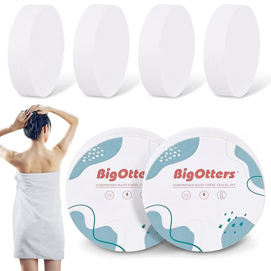 BigOtters Compressed Towel Tablets, Disposable Bath Towel 27.5" x 42" Large Cotton Bath Towels for Hotel Travel Camping Hiking Beach Swimming Vacation