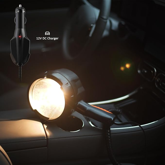 Handheld Spotlights 1500 Lumens Searchlight with 12V DC Car Charger Trigger Halogen Flashlight for Camping Fishing Hunting Hiking