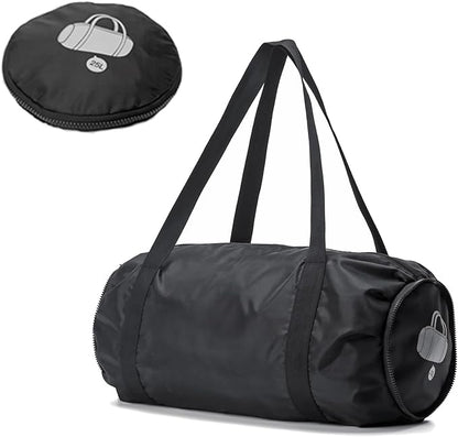 Small Sport Gym Bag for Adults, 25L Waterproof Duffle Bag with Wet and Dry Compartment Foldable Gym Tote Bag for Workouts, Sports, Travel (Black)
