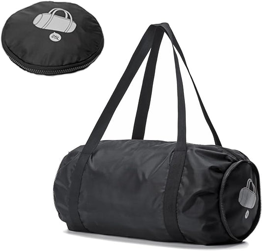 Small Sport Gym Bag for Adults, 25L Waterproof Duffle Bag with Wet and Dry Compartment Foldable Gym Tote Bag for Workouts, Sports, Travel (Black)