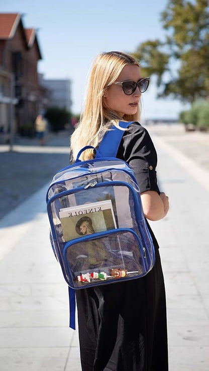 Clear Backpack,15 '' Clear Backpacks for School Heavy Duty PVC See Through Bag Waterproof Bookbag for Girls & Boys, Purple